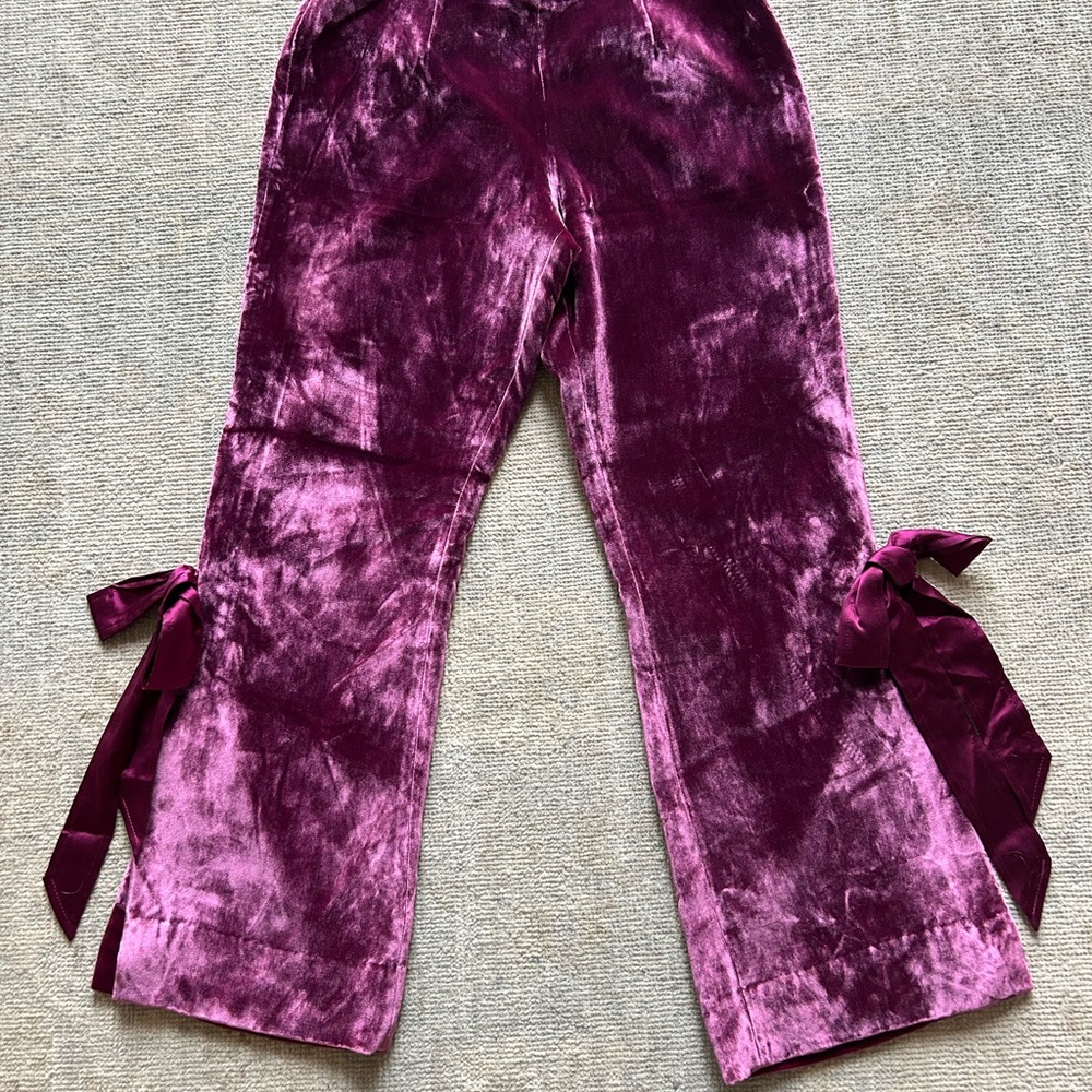 Cinq a Sept Velvet Pants With Bow